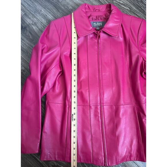 Wilsons Leather Pink Plus Size 3/4 length Jacket Zipper Closure 1X - Picture 2 of 7